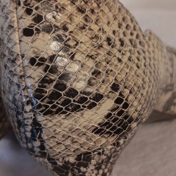 Cole Haan Snakeskin High-Heeled Open Toe Pumps - Picture 4 of 8